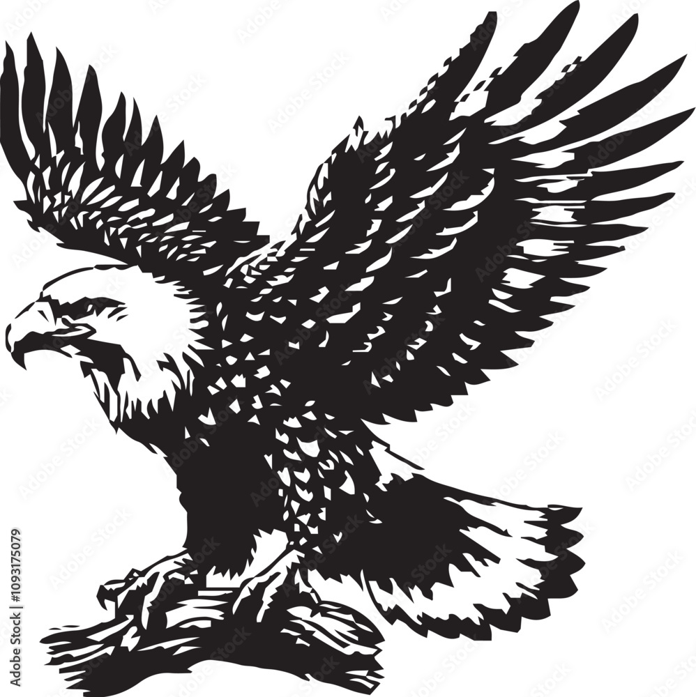 Obraz premium black and white vector eagle