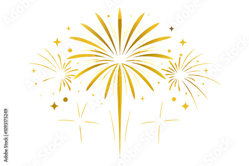 Gold fireworks display vector celebration