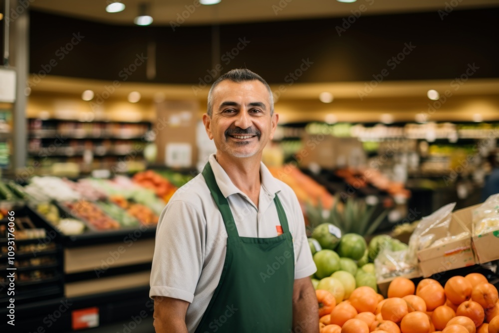 Portrait of a middle aged Hispanic cashier Portrait of a middle aged Hispanic cashier