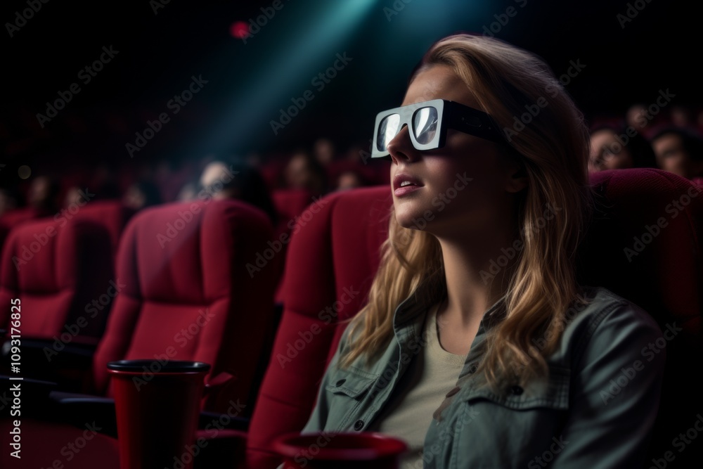 Portrait of a audience during a immersive movie screening in theater Portrait of a audience during a immersive movie screening in theater