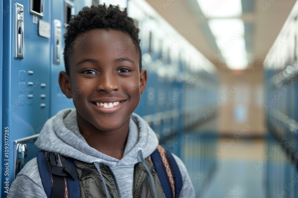 Portrait of a smiling African American male elementary school student Portrait of a smiling African American male elementary school student