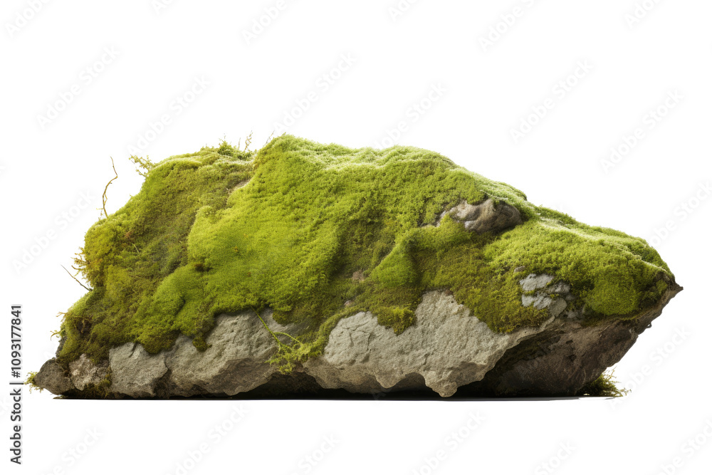 Moss covered rock on transparent background Moss covered rock on transparent background