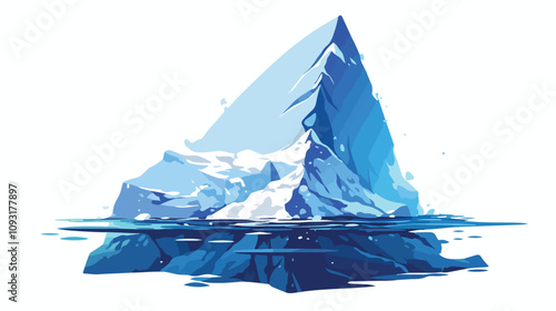 Iceberg in Ocean Water Vector Illustration