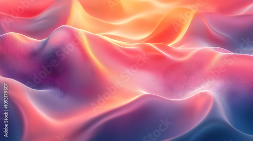 Abstract Background - 3D Flowing Waves of Pink, Orange, Purple