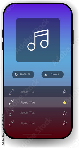 Music Player Interface Design With Playlist and Gradient Background for Mobile Applications