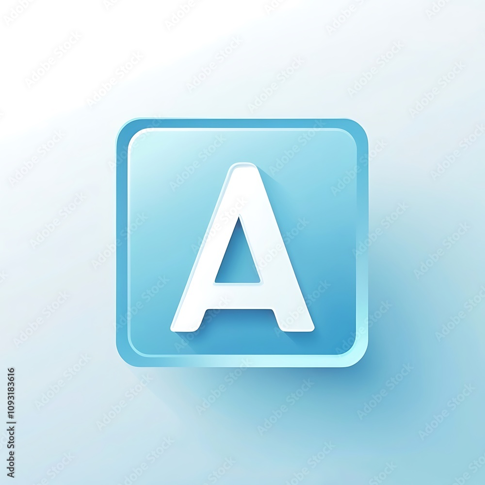 letter A icon square baby blue button letter A icon square baby blue button