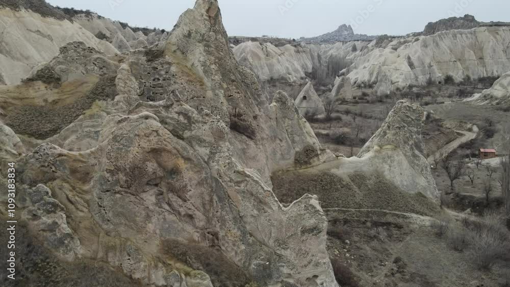 Love valley view with rock formations and fairy chimneys in Cappadocia Turkey Love valley view with rock formations and fairy chimneys in Cappadocia Turkey