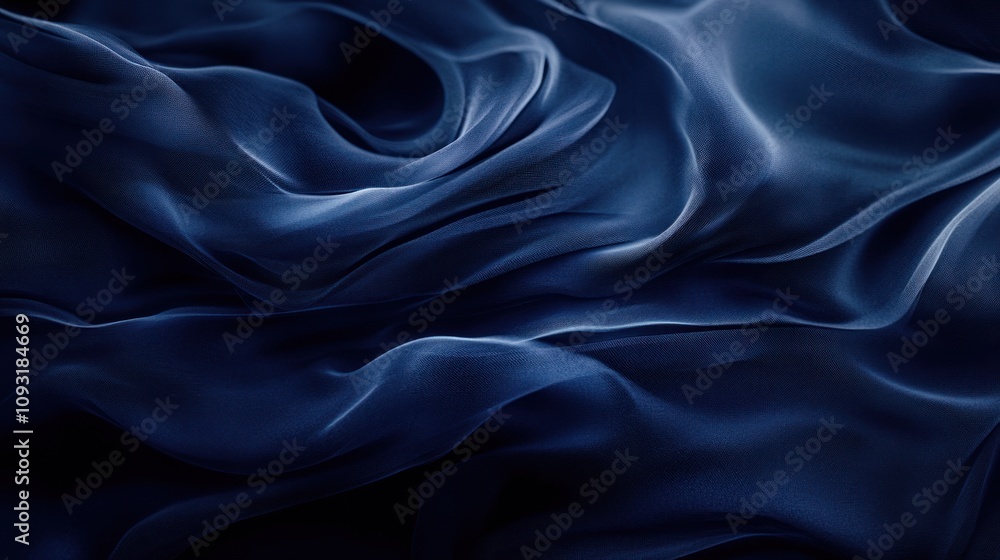 Navy Blue Silk Fabric Drapery: Abstract Texture Photography Navy Blue Silk Fabric Drapery: Abstract Texture Photography