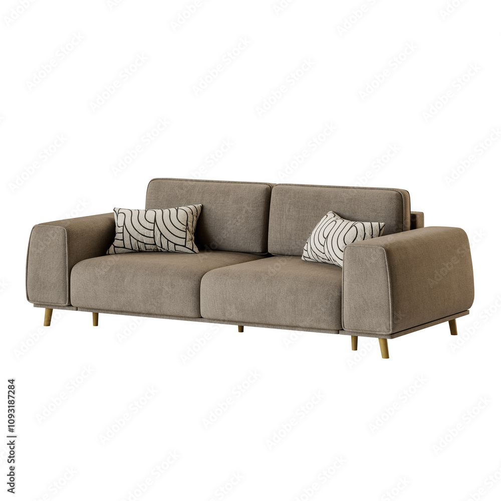 Obraz premium A brown couch with pillows on it
