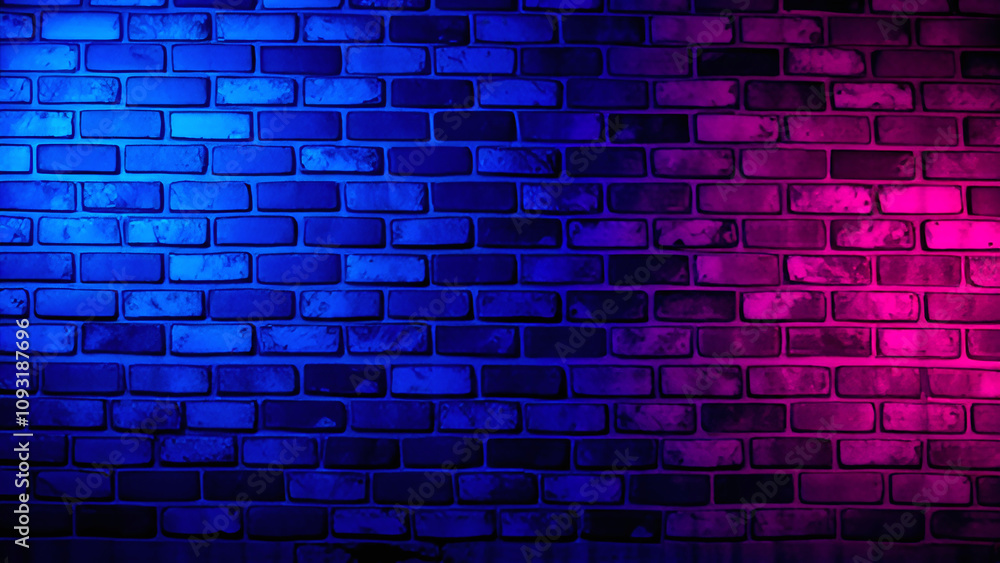 Background of brick wall texture. Purple and blue neon light. Vector illustration. Background of brick wall texture. Purple and blue neon light. Vector illustration.