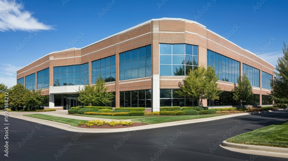Modern Office Building with Soft Light Exterior Modern Office Building with Soft Light Exterior