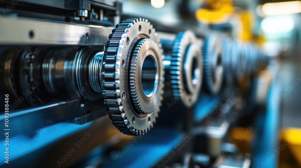 A close-up of industrial gears, showcasing precision engineering and mechanical components used in manufacturing processes. A close-up of industrial gears, showcasing precision engineering and mechanical components used in manufacturing processes.