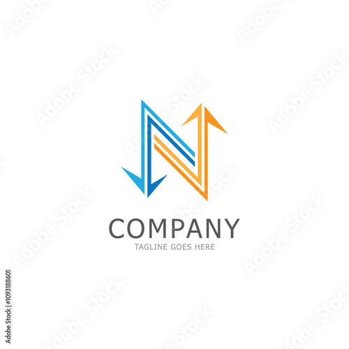 N letter arrow template vector illustration design