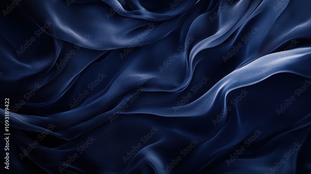 Fototapeta premium Navy Blue Silk Drapery: Abstract Texture Background