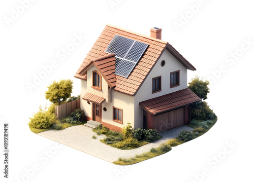 Modern house isolated on transparent background