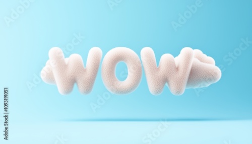 Cloudformed wow text in vibrant clear sky minimalistic and cheerful design ideal for positivitythemed branding concepts photo