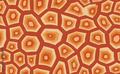 Abstract modern turtle shell seamless pattern. Animals trendy background. Orange decorative vector illustration for print, fabric, textile. Modern ornament of stylized skin.