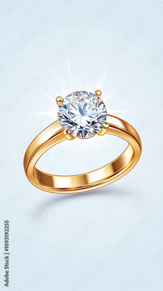 Elegant gold ring with a sparkling diamond on a light background, perfect for engagements or special occasions. Elegant gold ring with a sparkling diamond on a light background, perfect for engagements or special occasions.