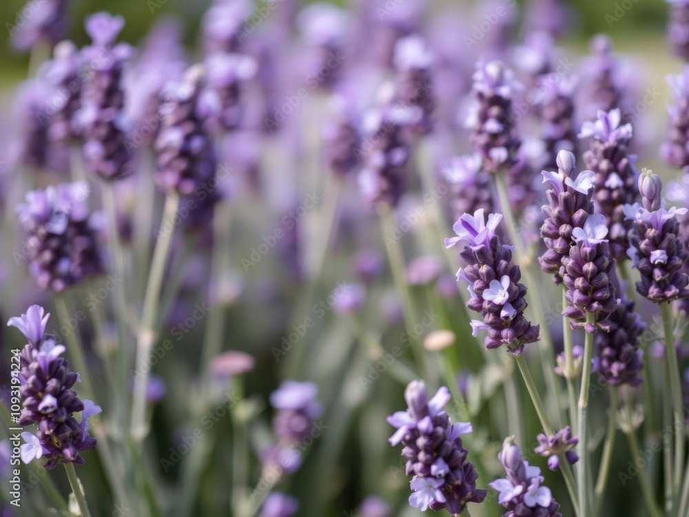 Obraz premium Close up shot of vibrant lavender flowers perfect for promotional content or marketing materials, fragrant, fresh