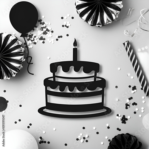 Silhouette image of a birthday cake icon 