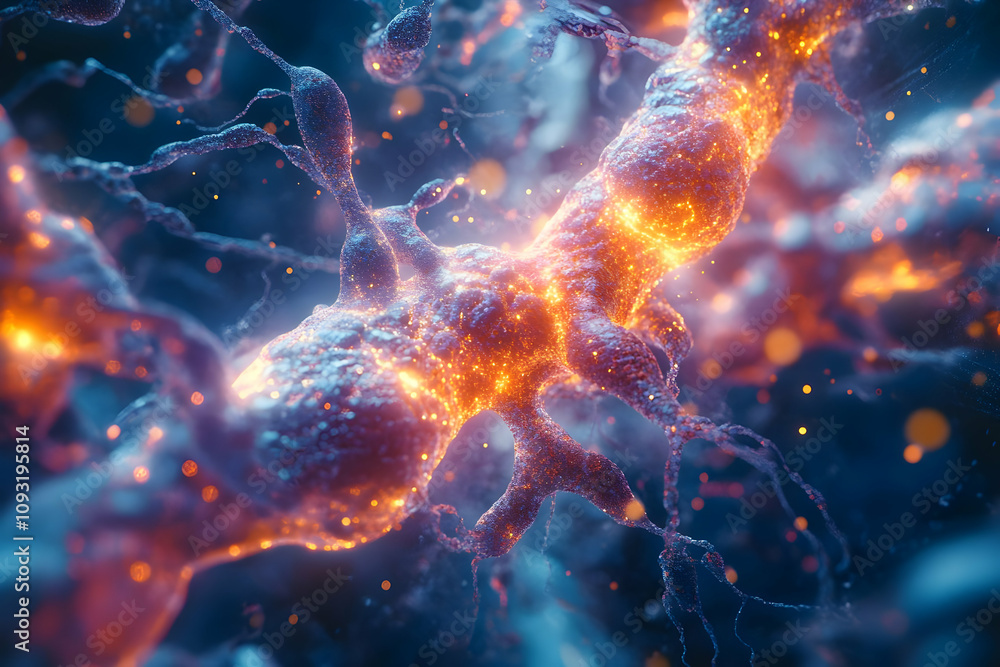 3D Illustration Synapse Neuron Neural Network Brain Activity 3D Illustration Synapse Neuron Neural Network Brain Activity