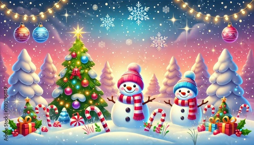 Christmas Wonderland, merry snowy landscape