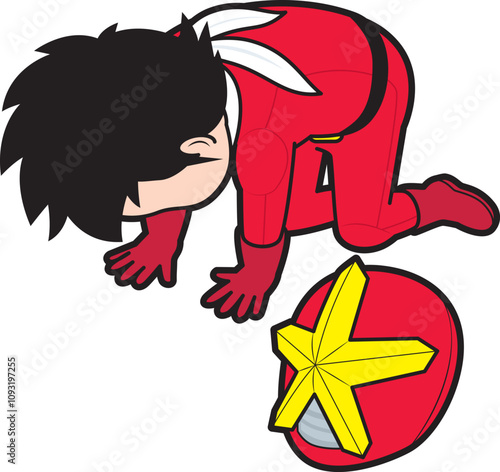 挫折する男性特撮ヒーロー