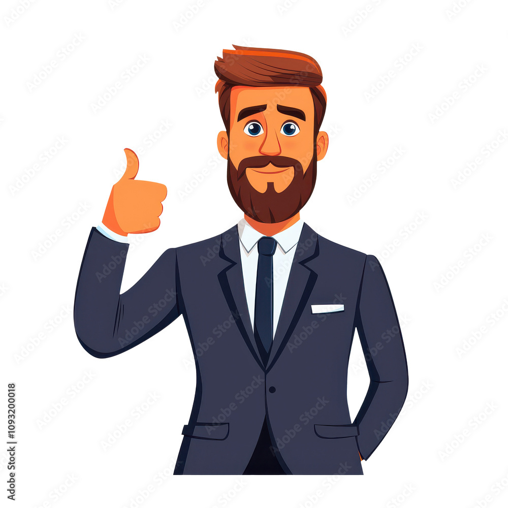 cartoon man in suit giving thumbs up, exuding confidence and positivity. His stylish appearance and friendly gesture convey sense of approval and encouragement cartoon man in suit giving thumbs up, exuding confidence and positivity. His stylish appearance and friendly gesture convey sense of approval and encouragement