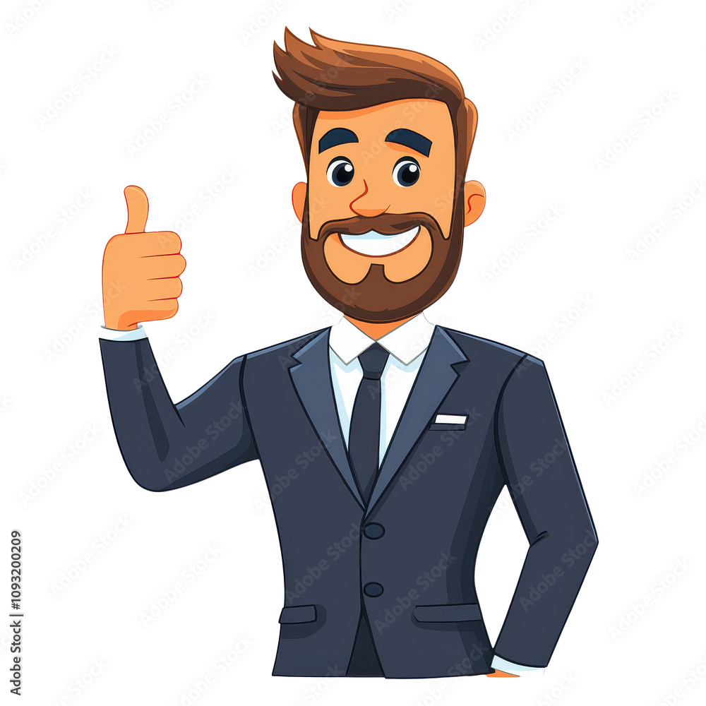 cartoon man in suit giving thumbs up, expressing positivity and confidence. This cheerful character embodies professionalism and approachability cartoon man in suit giving thumbs up, expressing positivity and confidence. This cheerful character embodies professionalism and approachability