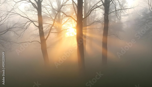 Ethereal light breaking through a soft mist