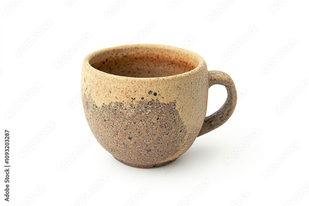 Handcrafted ceramic mug on white background Handcrafted ceramic mug on white background