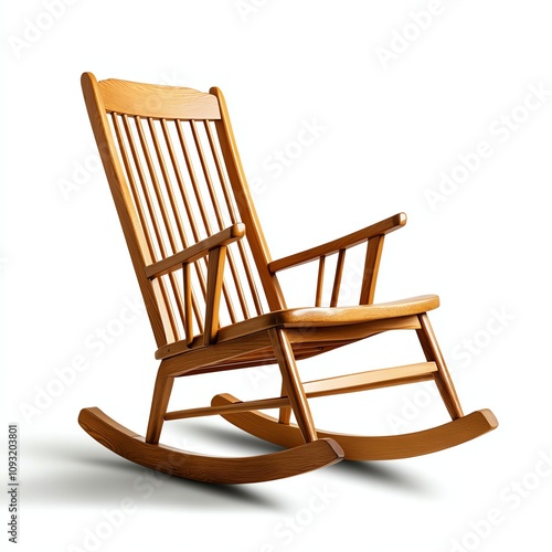 Traditional wooden rocking chair on white isolate background.