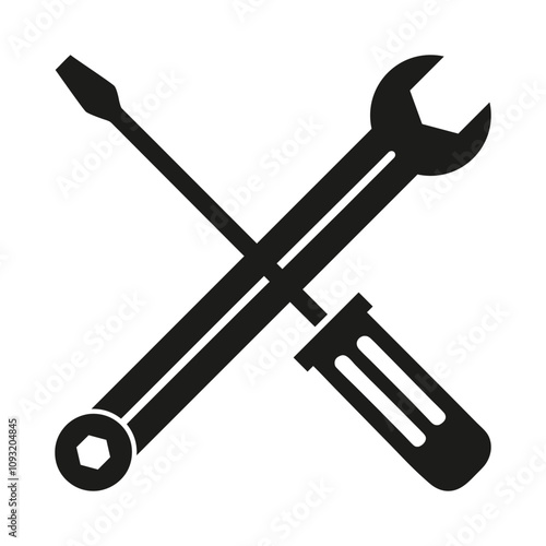 Tools icon on white background. Screwdriver sign vector. Wrench symbol. Tools and equipment icons in flat design.