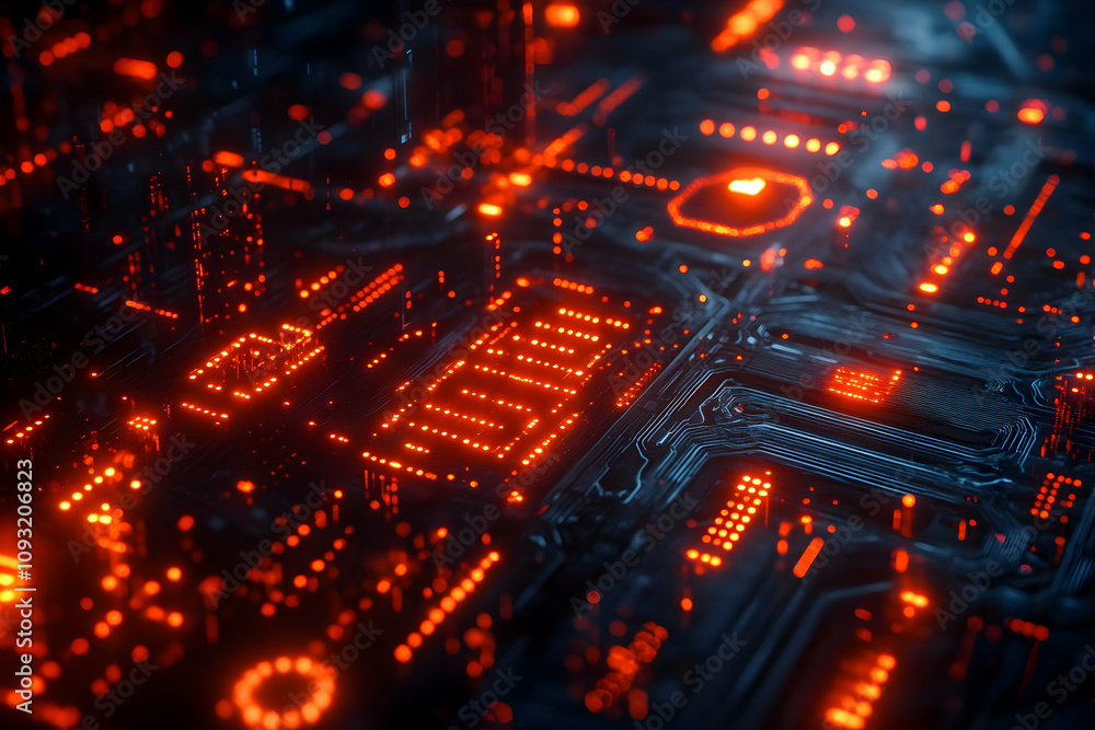 3D Render Circuit Board Technology Data Transfer Background 3D Render Circuit Board Technology Data Transfer Background