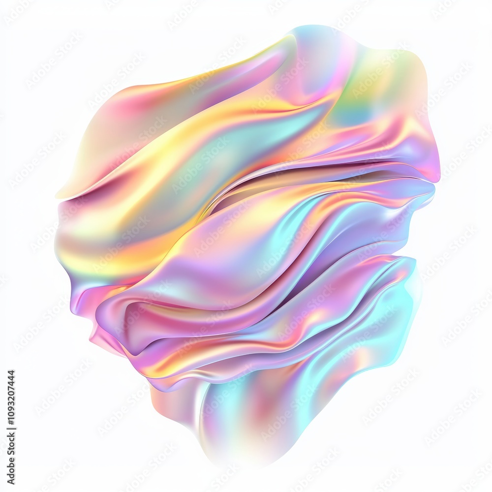 Fototapeta premium Abstract Iridescent Shape, Abstract Waves, Flowing, White Material 30 Prompts