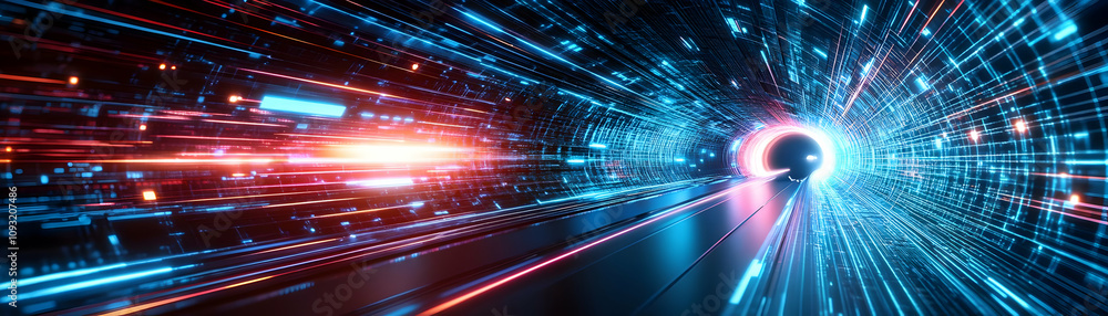 3D Illustration - Abstract Digital Data Tunnel Speed Light 3D Illustration - Abstract Digital Data Tunnel Speed Light