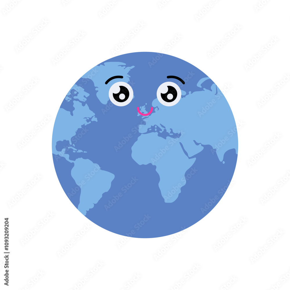Obraz premium Cute planet Earth. Vector simple color flat illustration.