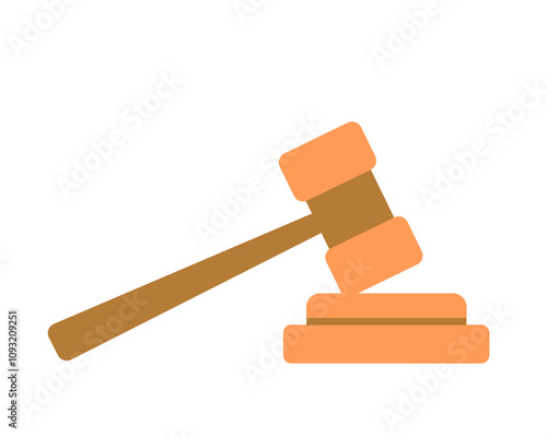 Court gavel. Vector simple color flat illustration.