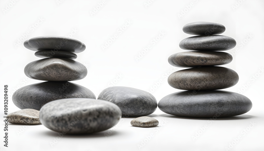 Fototapeta premium zen stones isolated with white highlights, png