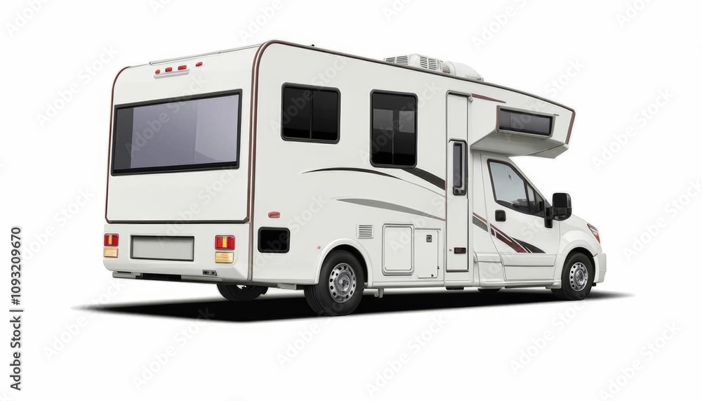White rv truck isolated on white background. AI generated. White rv truck isolated on white background. AI generated.
