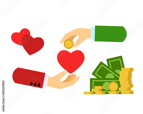 Philanthropy. Vector simple color flat illustration.