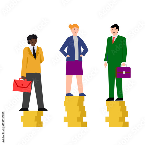 Gini coefficient, index that checks the income inequality. Vector simple color flat illustration.