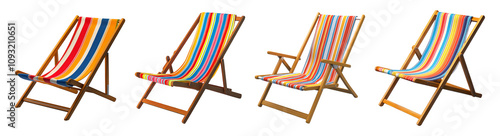 Colorful Beach Chairs on Transparent Background