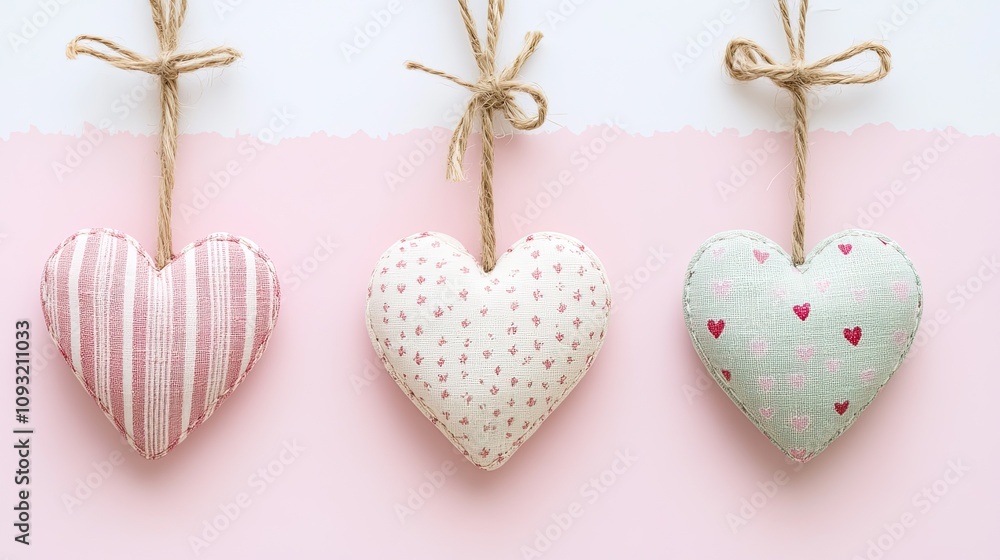 Romantic heart-shaped decorations on a pink and white gradient background for Valentine's. Romantic heart-shaped decorations on a pink and white gradient background for Valentine's.