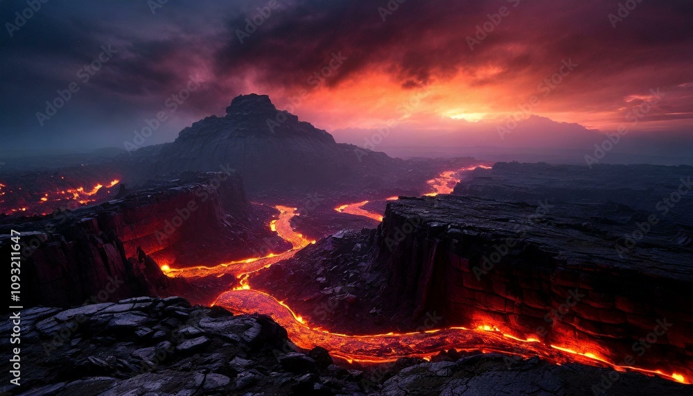 Obraz premium 幻想的な火山の風景