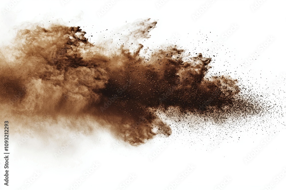 Isolated sand or soil explosion with transparent or white background Isolated sand or soil explosion with transparent or white background