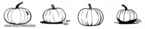 Halloween or Thanksgiving squash icon in line art style for apps and websites.