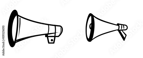 Electric megaphone line art icon designed for sound or marketing advertising, ideal for use in apps and websites.