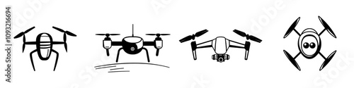 Flat icon of a civilian aerial drone for use in apps and websites.