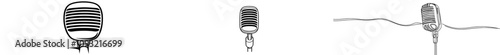 A single line drawing of a lone microphone on a white background.